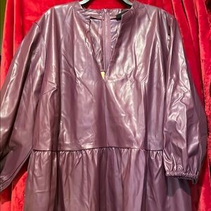 Ashley Stewart Purple Faux Leather Dress